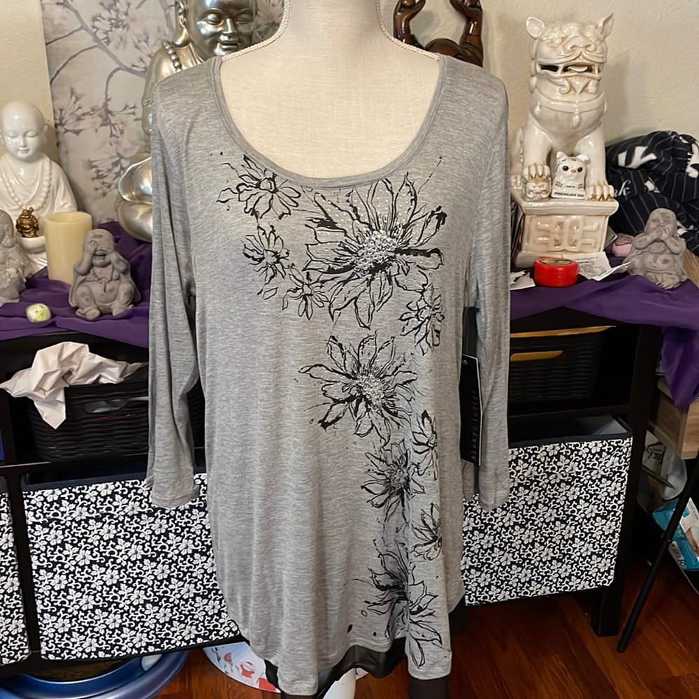 XL Alway Indigo Gray and Black Long Sleeve T-shirt